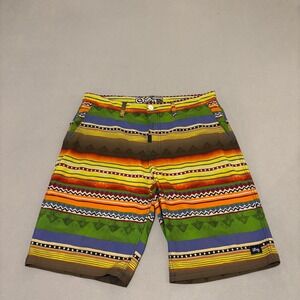 LRG Mens Board Shorts Size 34 Multi Color Geometric Tribal Stripe Walk Shorts